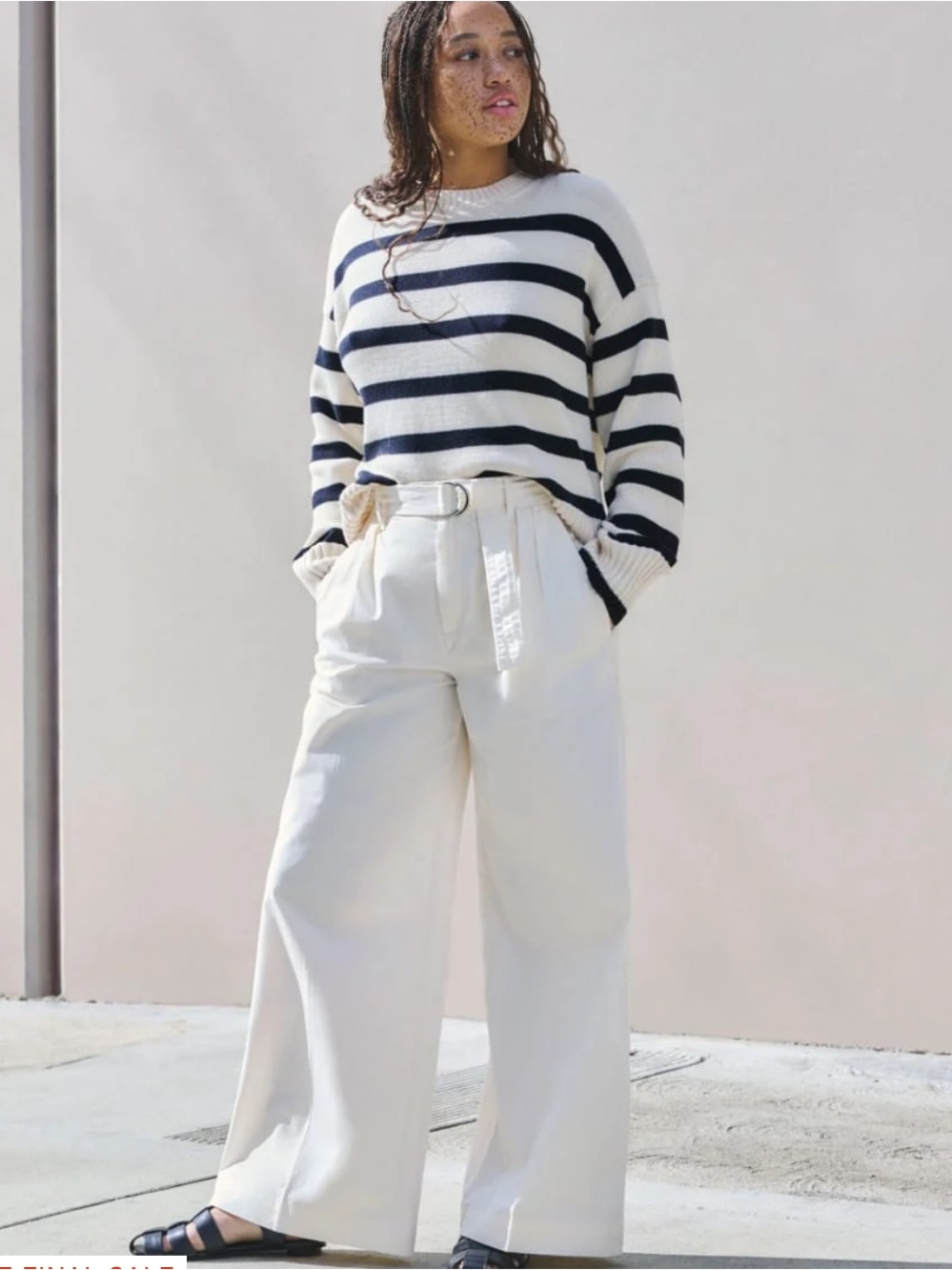 EVERLANE The Pleated Wide-Leg Chino High Rise in Bone/Cream Womenโs Size 10 NWT